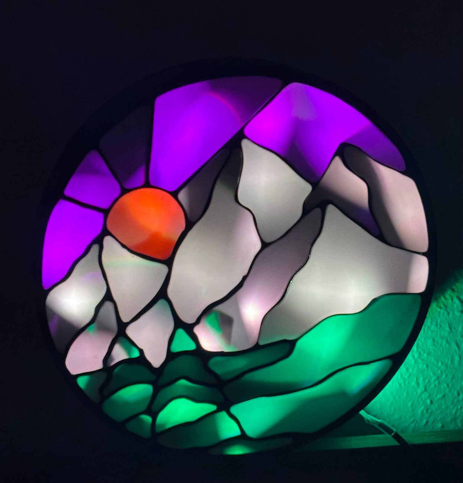 Veilleuse paysage vitrail 3D